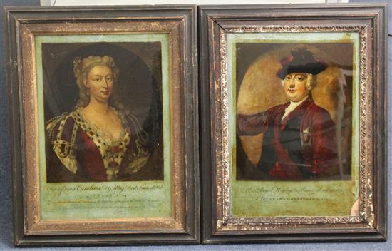 Faber After Van der Bank Portraits of Prince William, Duke of Cumberland and Queen Caroline, 14.5 x 10in.